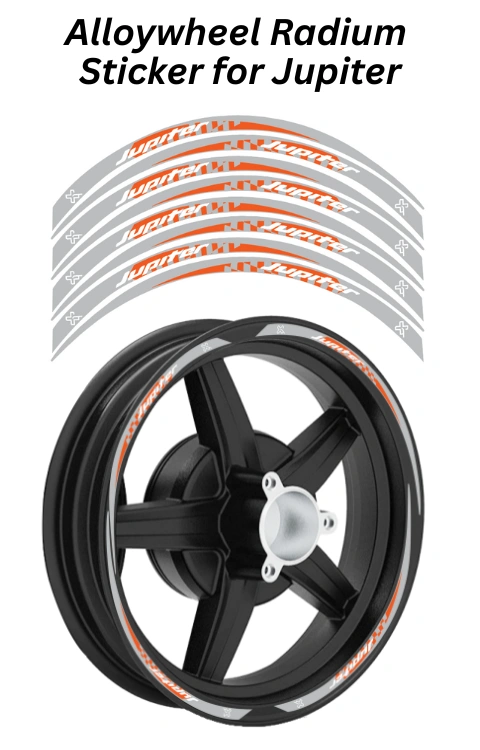 Alloy Wheel Radium Sticker Compatible with Jupiter | Made in Premium Radium with FPF (Fade Protection Film), Precut Sticker, Waterproof, Pack of 1